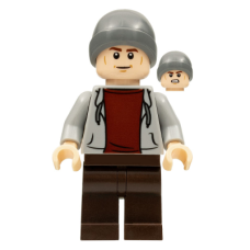 LEGO jw101 Dinosaur Market Stall Owner - Male, Light Bluish Gray Hoodie, Dark Brown Legs, Dark Bluish Gray Beanie